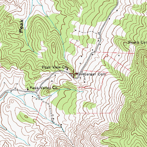 Topographic Map of Winebarger Cemetery, NC