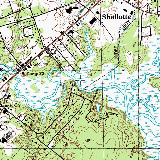 Topographic Map of Woodward Branch, NC