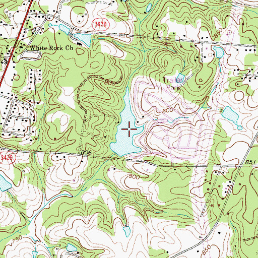 Topographic Map of Wood Lake, NC