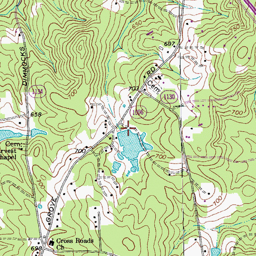 Topographic Map of Rivins Lake, NC