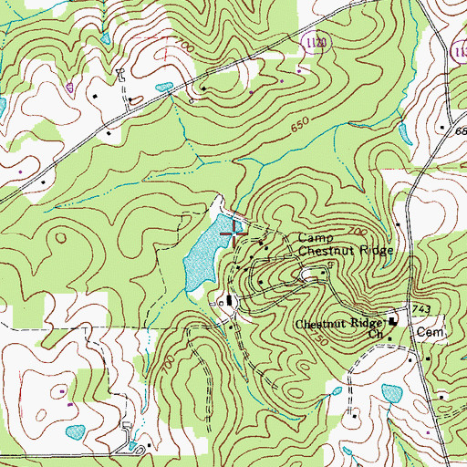 Topographic Map of Fellowship Lake, NC