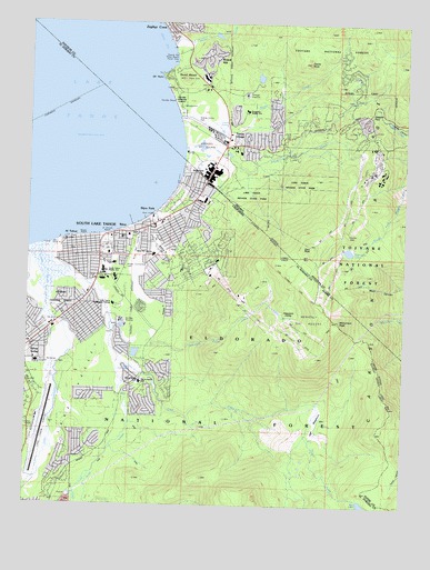 Lake Tahoe Map Cycling Route In Red Encircling An Underwater