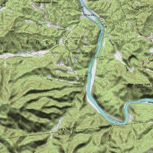USGS 24K topo map of Grave Gap, NC