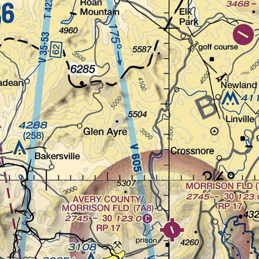 FAA VFR chart of Firescald Mountain, NC