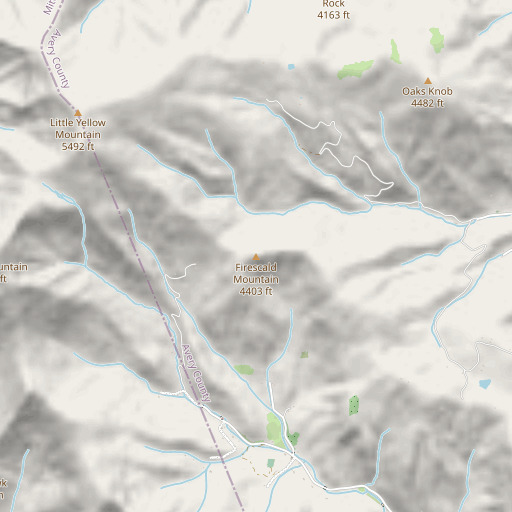 OpenStreetMap map of Firescald Mountain, NC