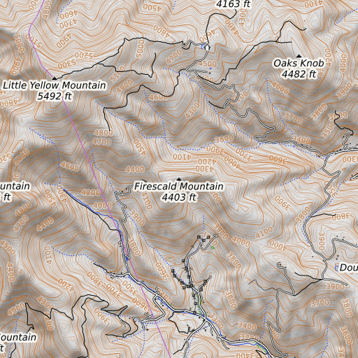 OpenTopoMap map of Firescald Mountain, NC