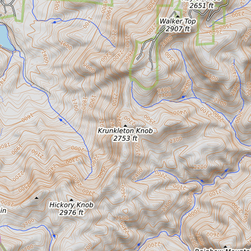 OpenTopoMap map of Krunkleton Knob, NC