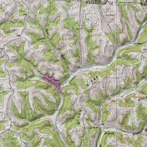 USGS 24K topo map of Bear Run, OH