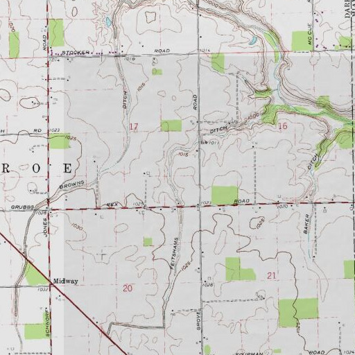 USGS 24K topo map of Feitshams Ditch, OH