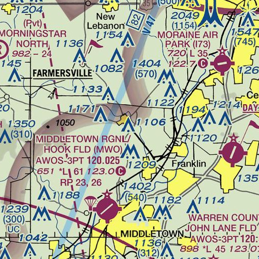 FAA VFR chart of Sunbury, OH