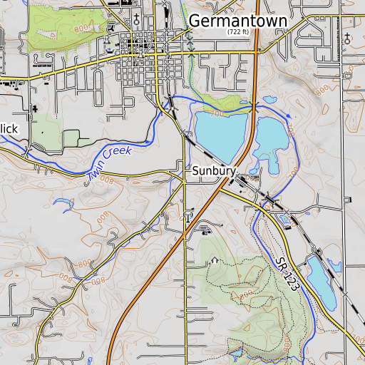 OpenTopoMap map of Sunbury, OH