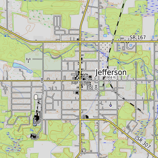 OpenTopoMap map of Ashtabula County Courthouse, OH