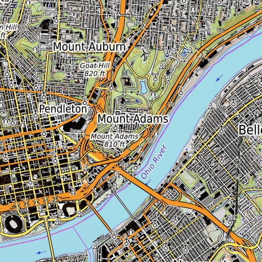 OpenTopoMap map of Immaculate Conception School (historical), OH