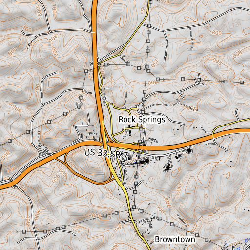 OpenTopoMap map of Meigs County Fairgrounds, OH