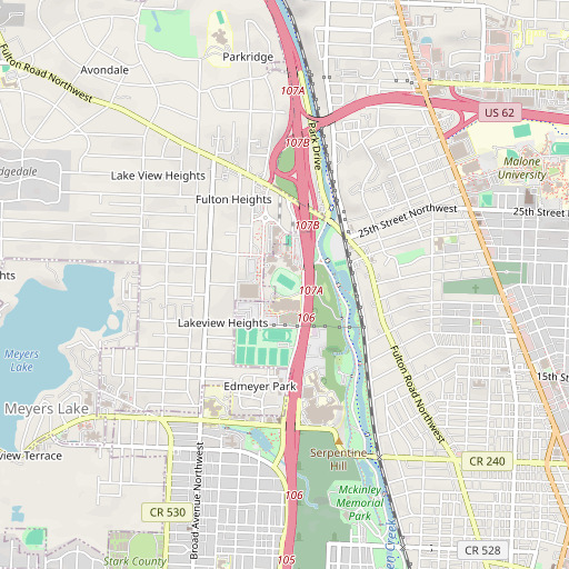 OpenStreetMap map of Fawcett Stadium, OH