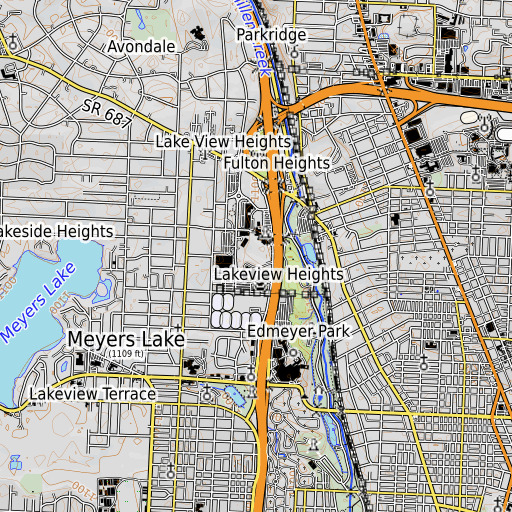 OpenTopoMap map of Fawcett Stadium, OH
