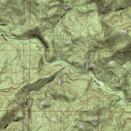 USGS 24K topo map of Blue Creek, OR