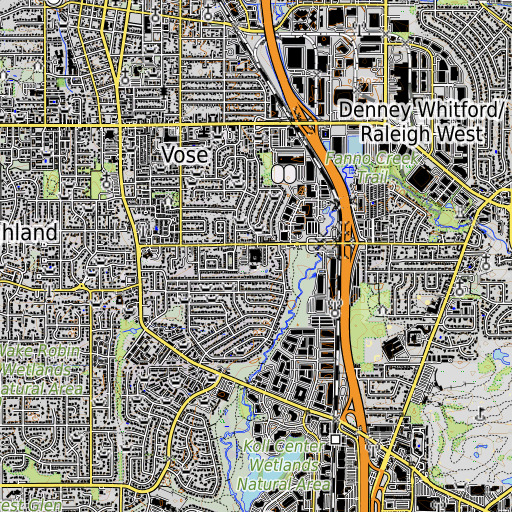 OpenTopoMap map of Vose Elementary School, OR