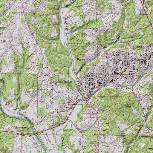 USGS 24K topo map of Artesian Hollow, AL
