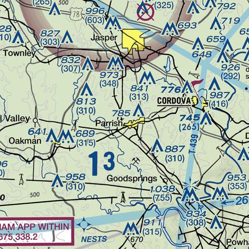 FAA VFR chart of Artesian Hollow, AL