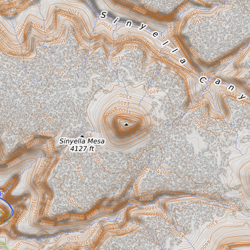 OpenTopoMap map of Mount Sinyella, AZ