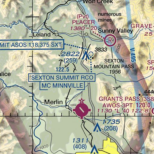 FAA VFR chart of Three Pines, OR