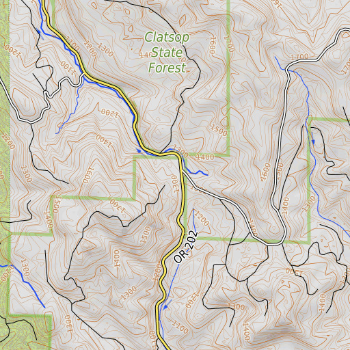 OpenTopoMap map of Tidewater Summit, OR