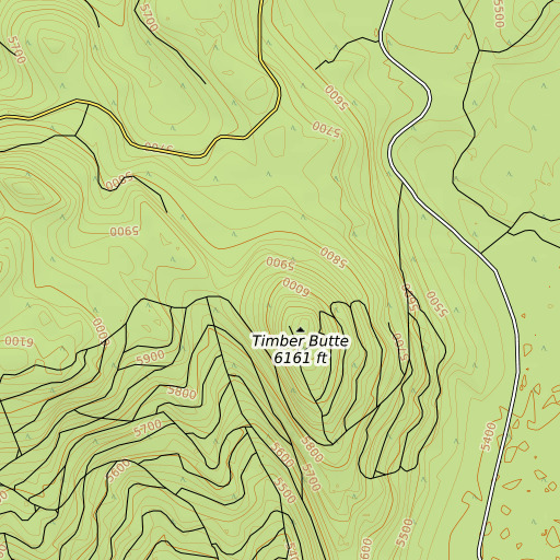OpenTopoMap map of Timber Butte, OR