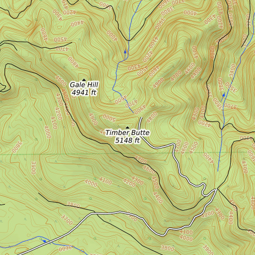 OpenTopoMap map of Timber Butte, OR