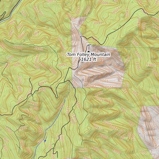 OpenTopoMap map of Tom Folley Mountain, OR
