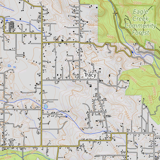 OpenTopoMap map of Tracy, OR