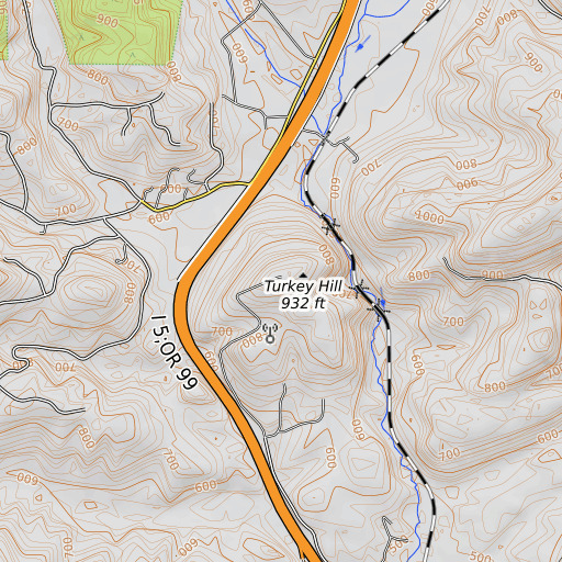 OpenTopoMap map of Turkey Hill, OR