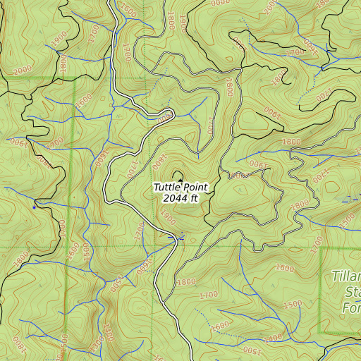 OpenTopoMap map of Tuttle Point, OR