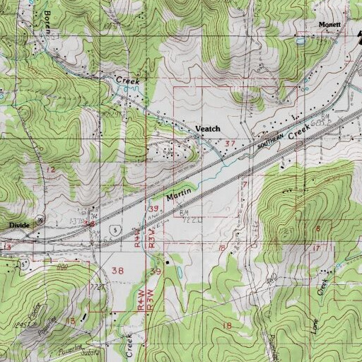 USGS 24K topo map of Veatch, OR