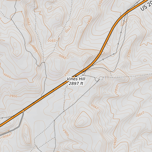 OpenTopoMap map of Vines Hill, OR