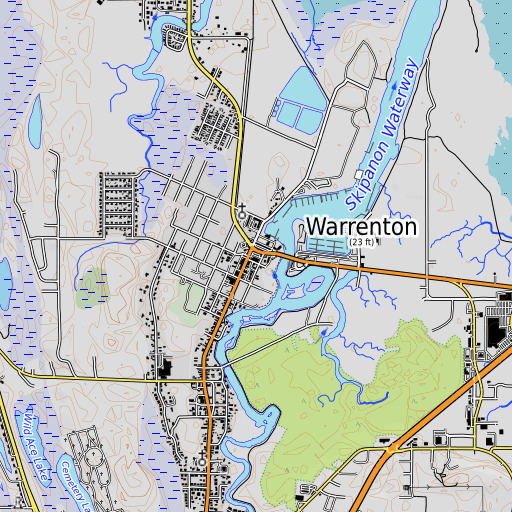 OpenTopoMap map of Warrenton, OR