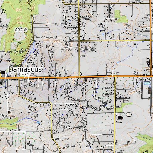 OpenTopoMap map of Wetzels Corner, OR