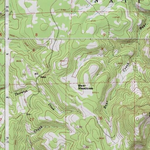 USGS 24K topo map of Bear Meadows, OR