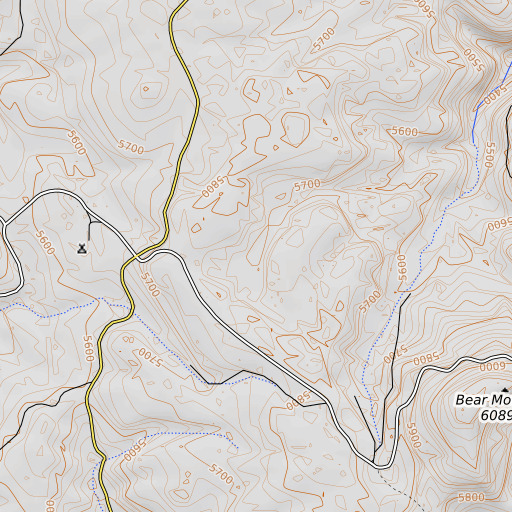 OpenTopoMap map of Bear Meadows, OR