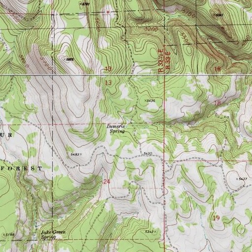 USGS 24K topo map of Demeris Spring, OR