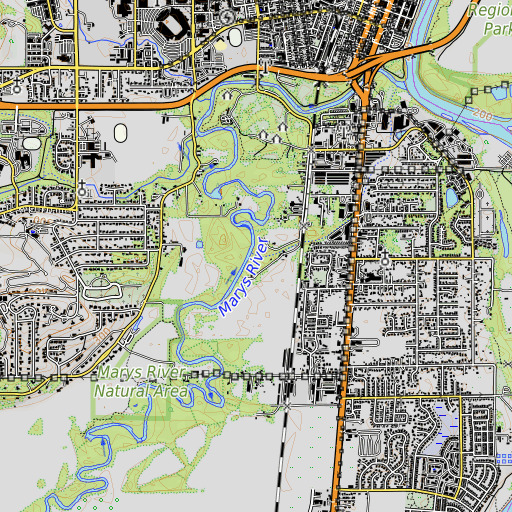 OpenTopoMap map of Millrace, OR