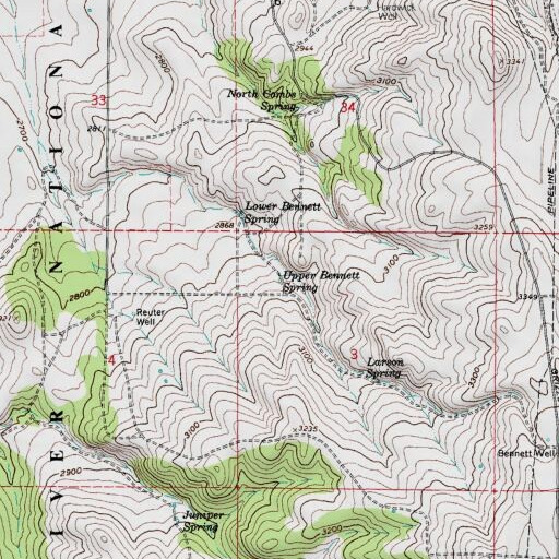 USGS 24K topo map of Upper Bennett Spring, OR