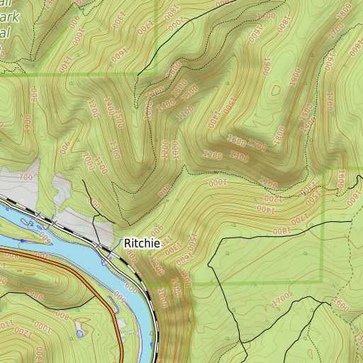 OpenTopoMap map of Bear Pen Run, PA