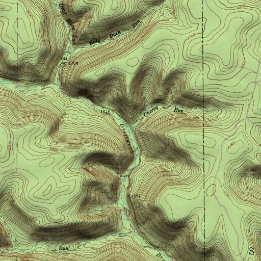 USGS 24K topo map of Cherry Run, PA