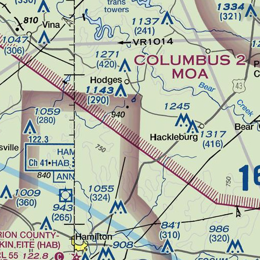 FAA VFR chart of Fowler Branch, AL