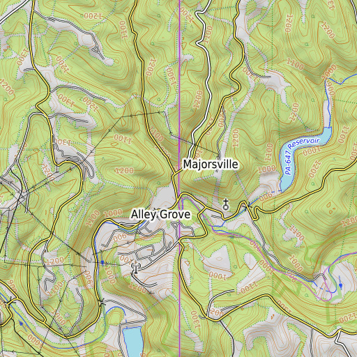 OpenTopoMap map of Spottedtail Run, PA