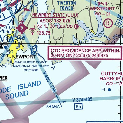 FAA VFR chart of Warren Point, RI
