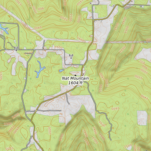 OpenTopoMap map of Nat Mountain, AL
