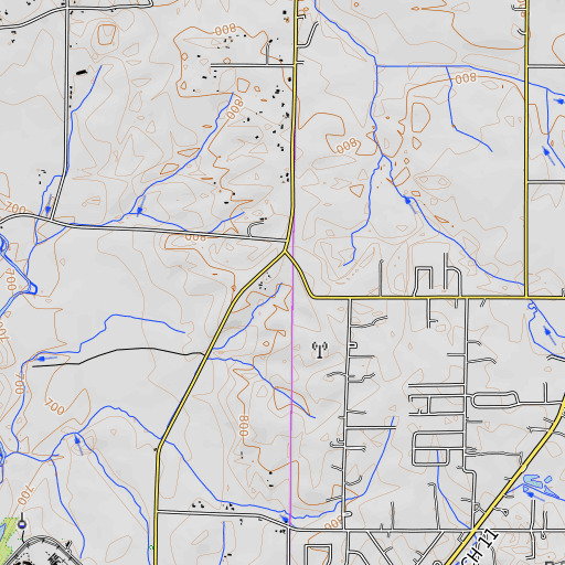 OpenTopoMap map of Nelson Spring, AL