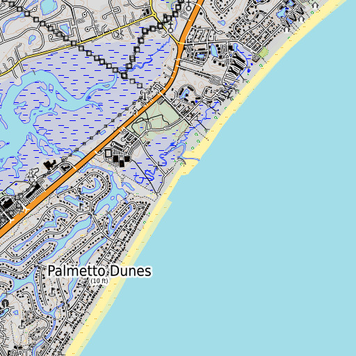 OpenTopoMap map of Singleton Beach, SC